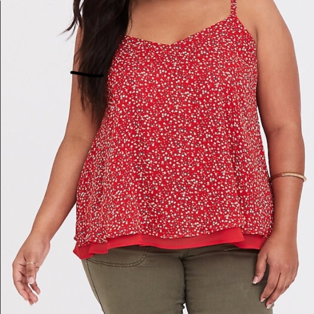 Torrid red floral chiffon swing cami